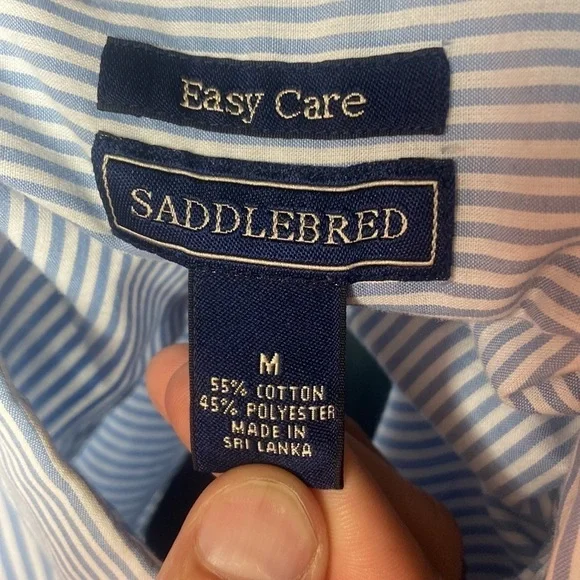 Sadlebreed Easy Care Pin Stripe Blue and White Button Down Shirt - Picture 6 of 7